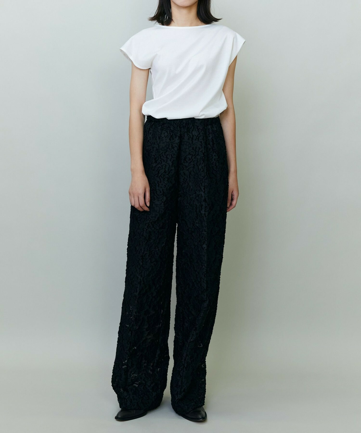 【endalence】シルケット天竺アシンメトリーカットソー 詳細画像 ホワイト 1