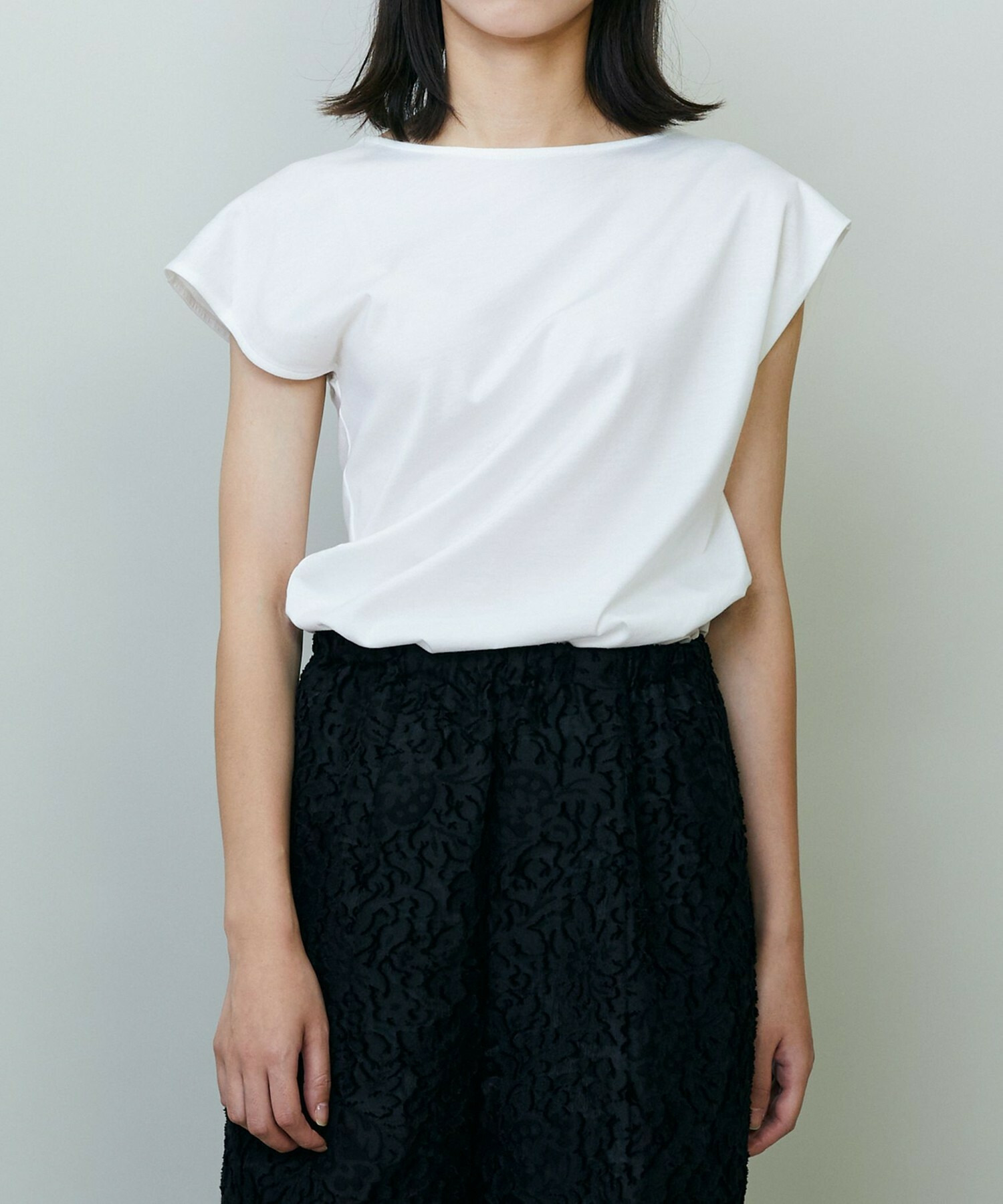 【endalence】シルケット天竺アシンメトリーカットソー 詳細画像 ホワイト 4