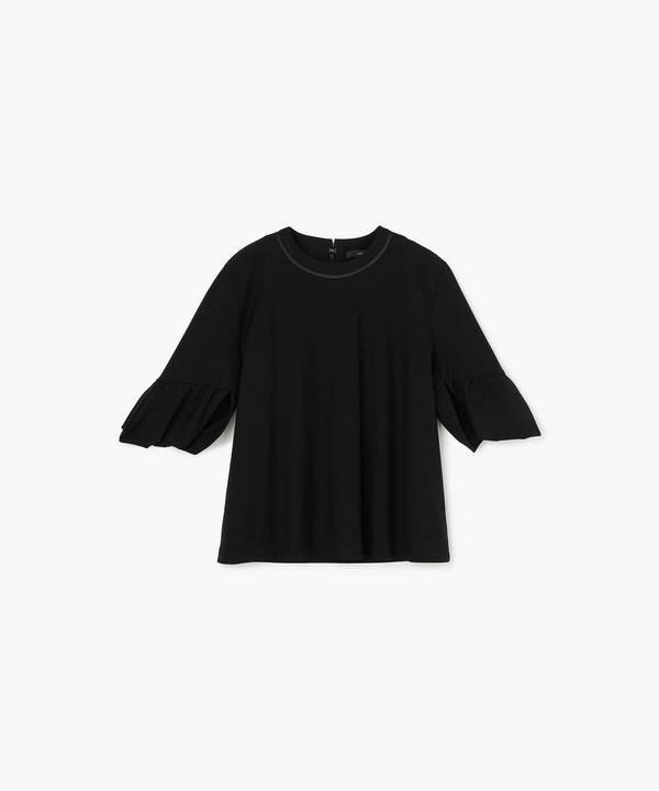 トリコットギャザースリーブカットソー 詳細画像 ブラック 1