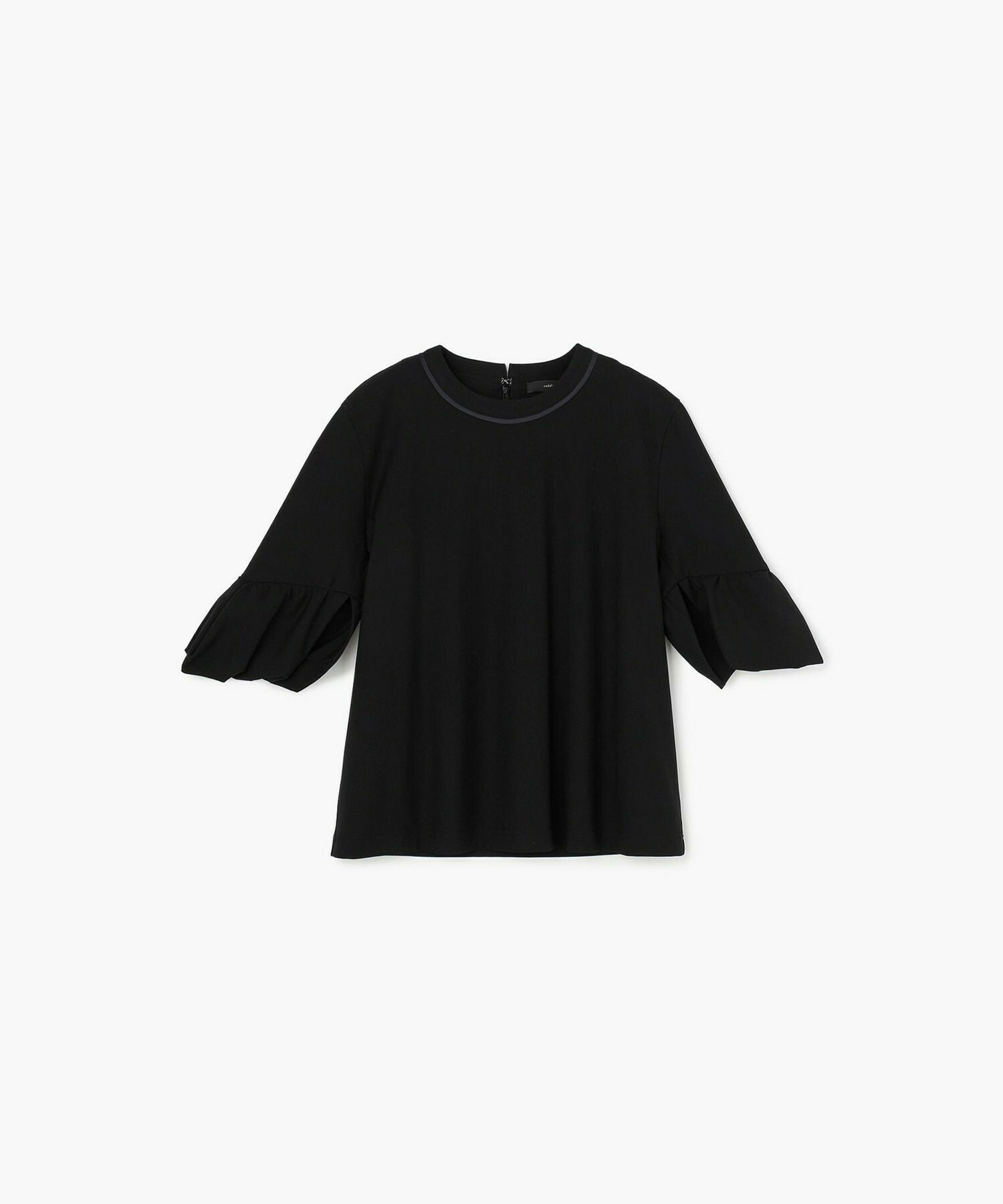 【endalence】トリコットギャザースリーブカットソー 詳細画像 ブラック 1