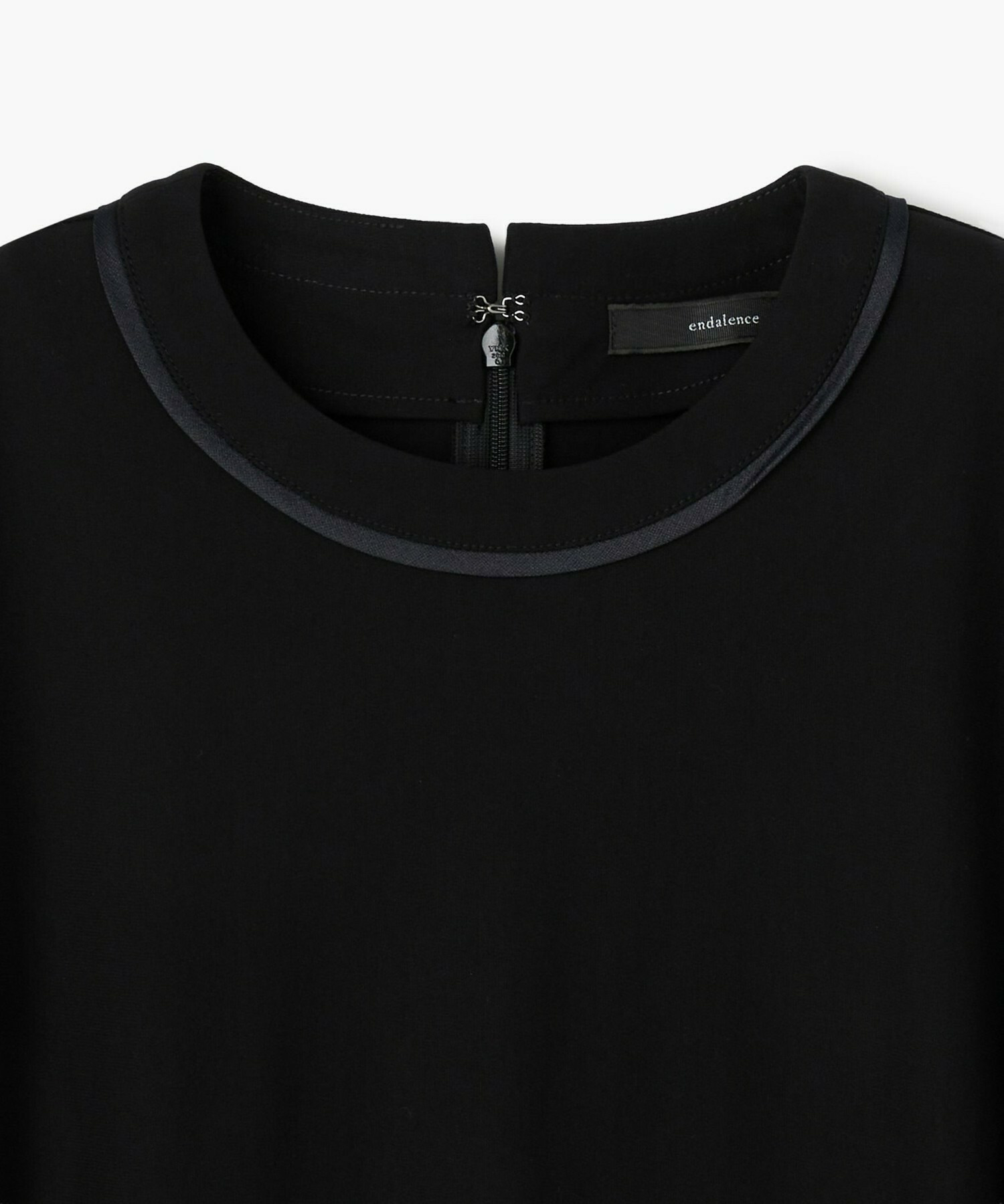 【endalence】トリコットギャザースリーブドレス 詳細画像 ブラック 2