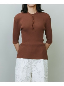 【endalence】シアーリブヘンリーネックニット 詳細画像 ネイビー 1