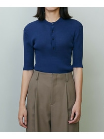 【endalence】シアーリブヘンリーネックニット 詳細画像 ネイビー 16