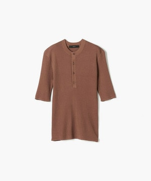 【endalence】シアーリブヘンリーネックニット 詳細画像 ブラウン 1