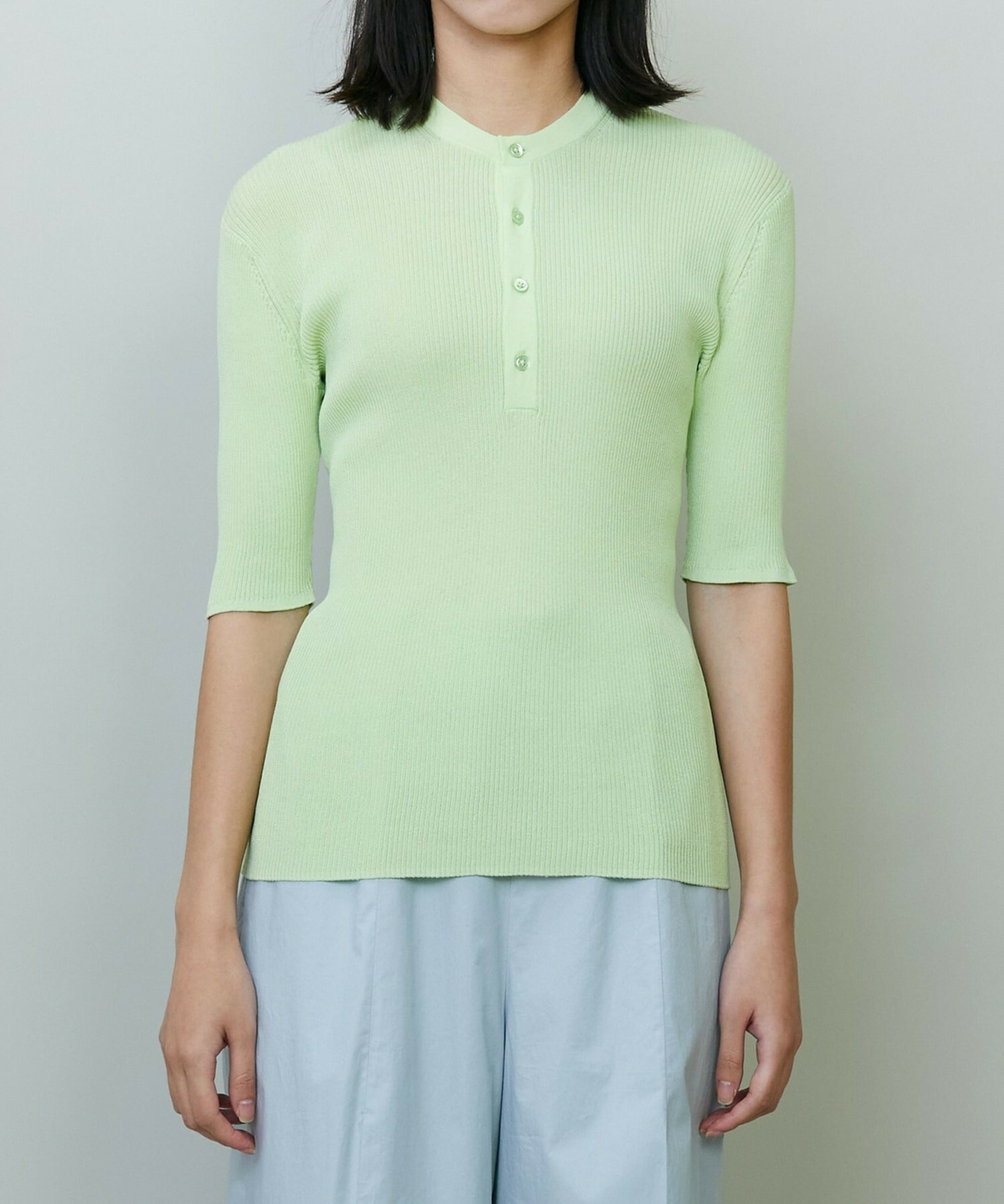 【endalence】シアーリブヘンリーネックニット 詳細画像 ネイビー 14