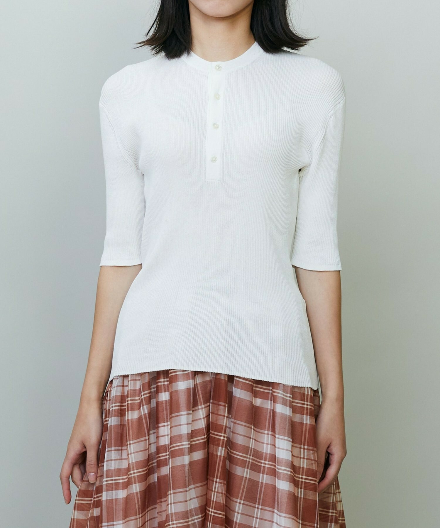 【endalence】シアーリブヘンリーネックニット 詳細画像 ネイビー 9