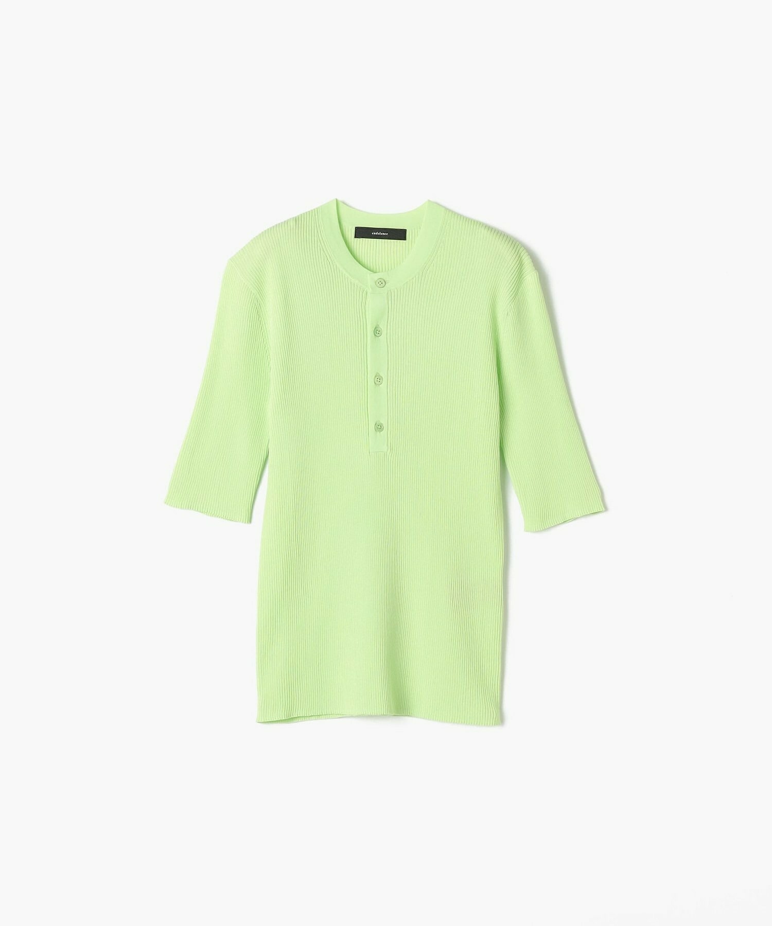 【endalence】シアーリブヘンリーネックニット 詳細画像 ライム 1