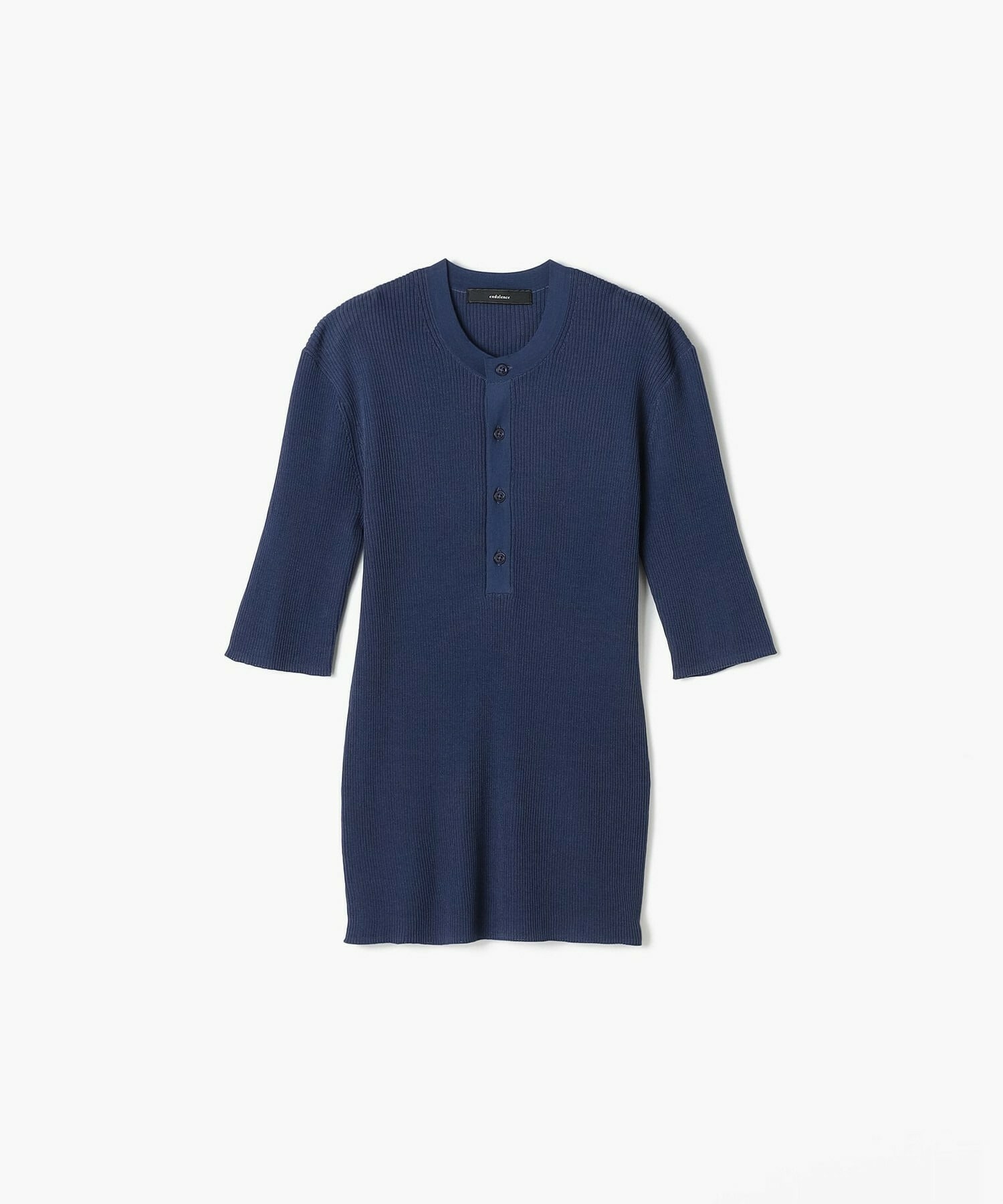 【endalence】シアーリブヘンリーネックニット 詳細画像 ネイビー 1