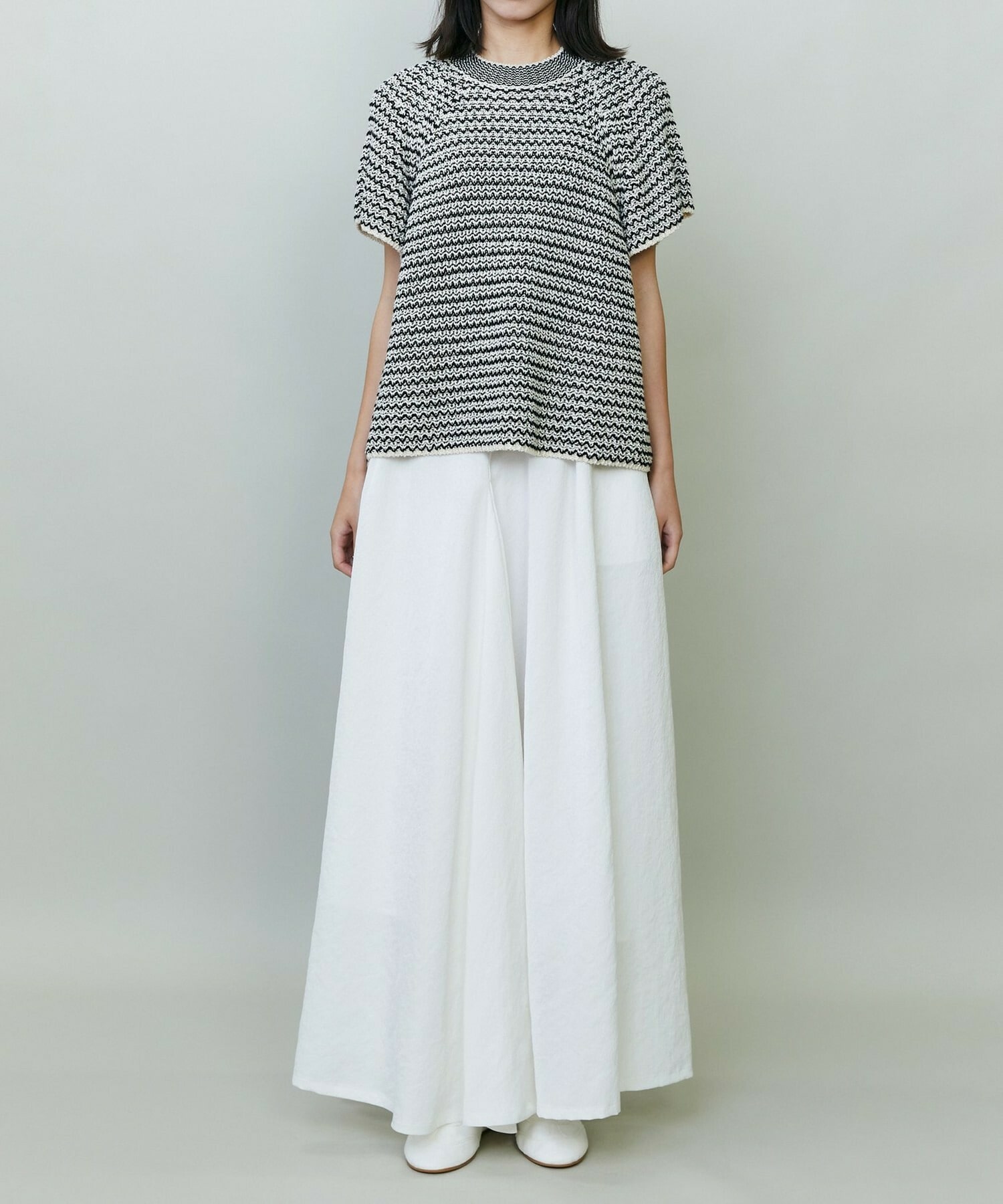 【endalence】ローゲージボーダーニット 詳細画像 ブラック系その他 1