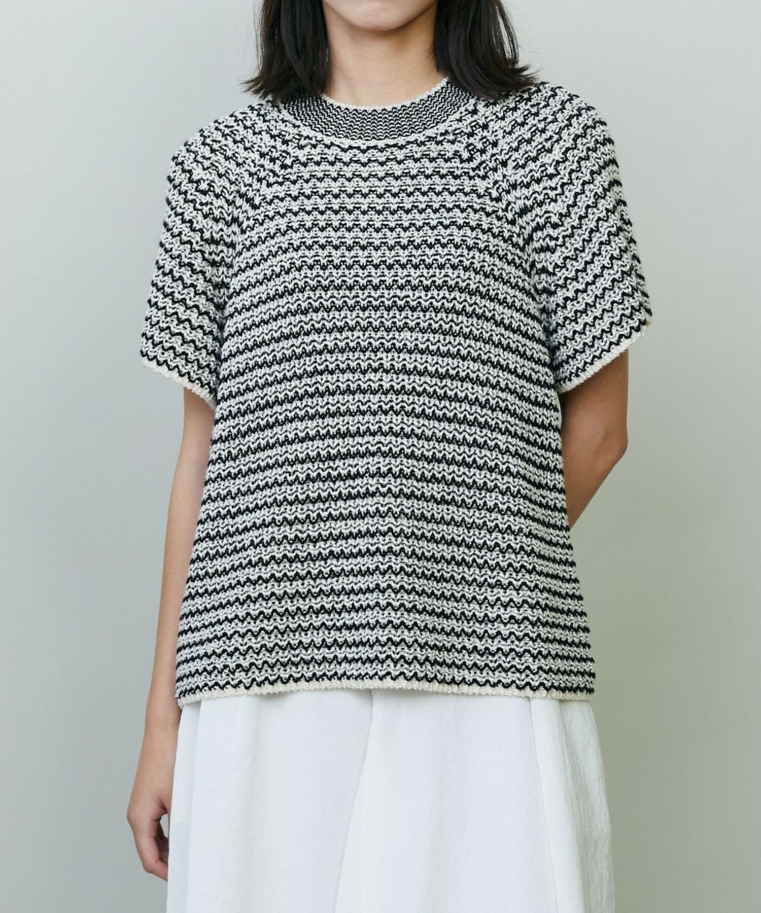 【endalence】ローゲージボーダーニット 詳細画像 ブラック系その他 4