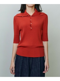 【endalence】ワイドリブニットポロ 詳細画像 ネイビー 12