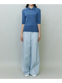 【endalence】ワイドリブニットポロ 詳細画像 ネイビー 2