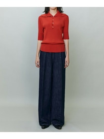 【endalence】ワイドリブニットポロ 詳細画像 ネイビー 3