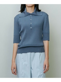 【endalence】ワイドリブニットポロ 詳細画像 ネイビー 7