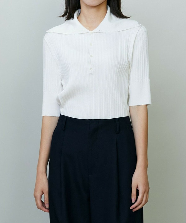 ワイドリブニットポロ 詳細画像 オフホワイト 1