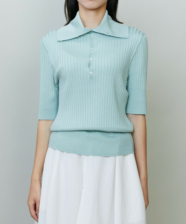 ワイドリブニットポロ 詳細画像 ライトブルー 1