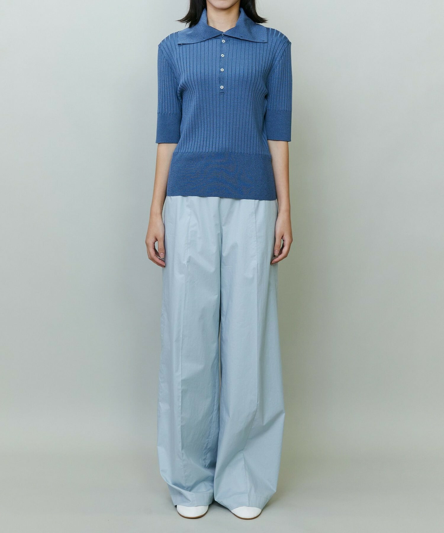 【endalence】ワイドリブニットポロ 詳細画像 ネイビー 2