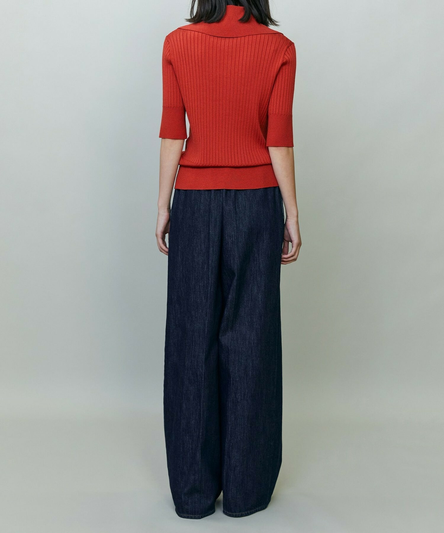 【endalence】ワイドリブニットポロ 詳細画像 ネイビー 5