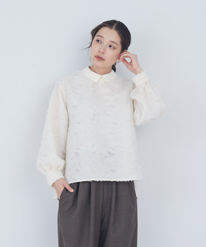 【ADIEU TRISTESSE】フラワージャカード襟付きブラウス 詳細画像 オフホワイト 1