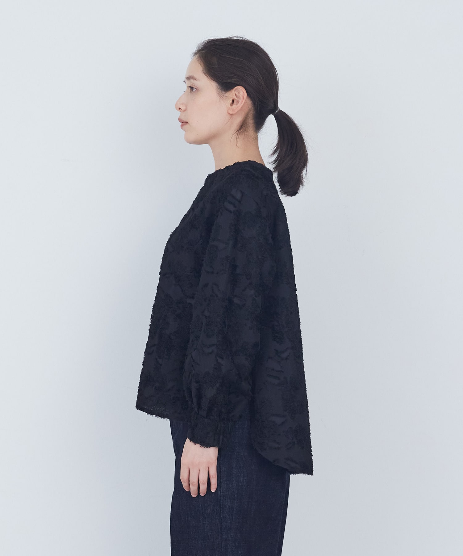 【ADIEU TRISTESSE】フラワージャカード襟付きブラウス 詳細画像 ブラック 10