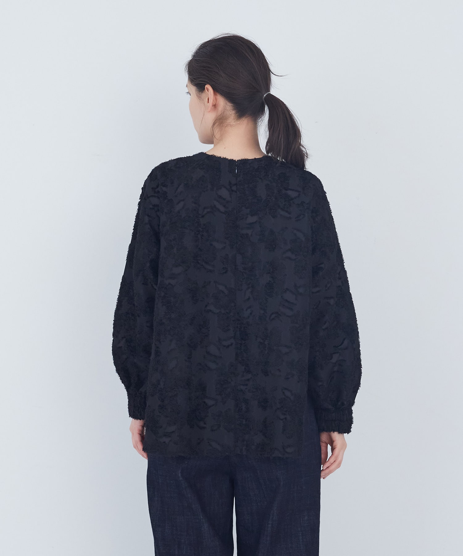 【ADIEU TRISTESSE】フラワージャカード襟付きブラウス 詳細画像 ブラック 11