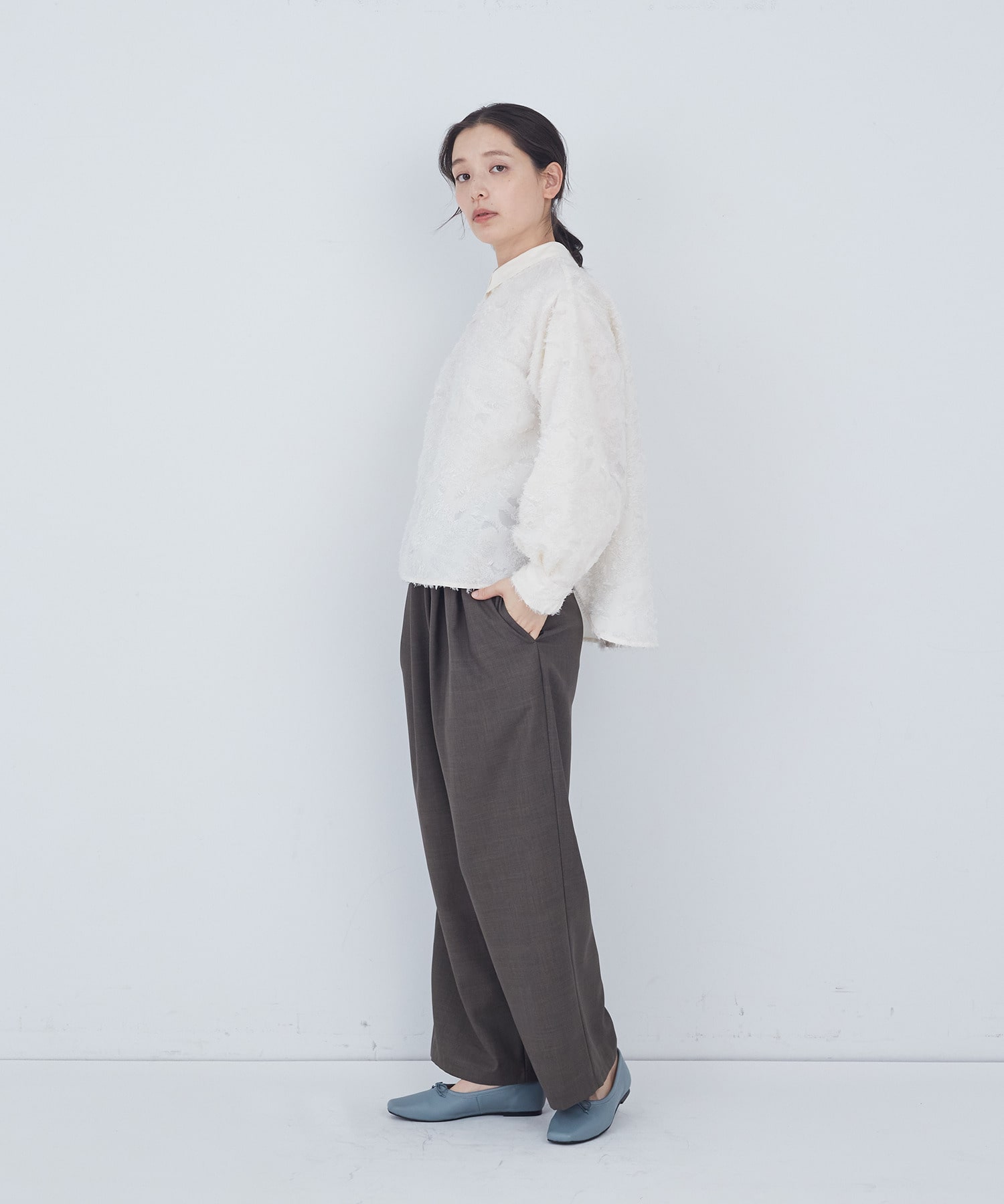 【ADIEU TRISTESSE】フラワージャカード襟付きブラウス 詳細画像 ブラック 14