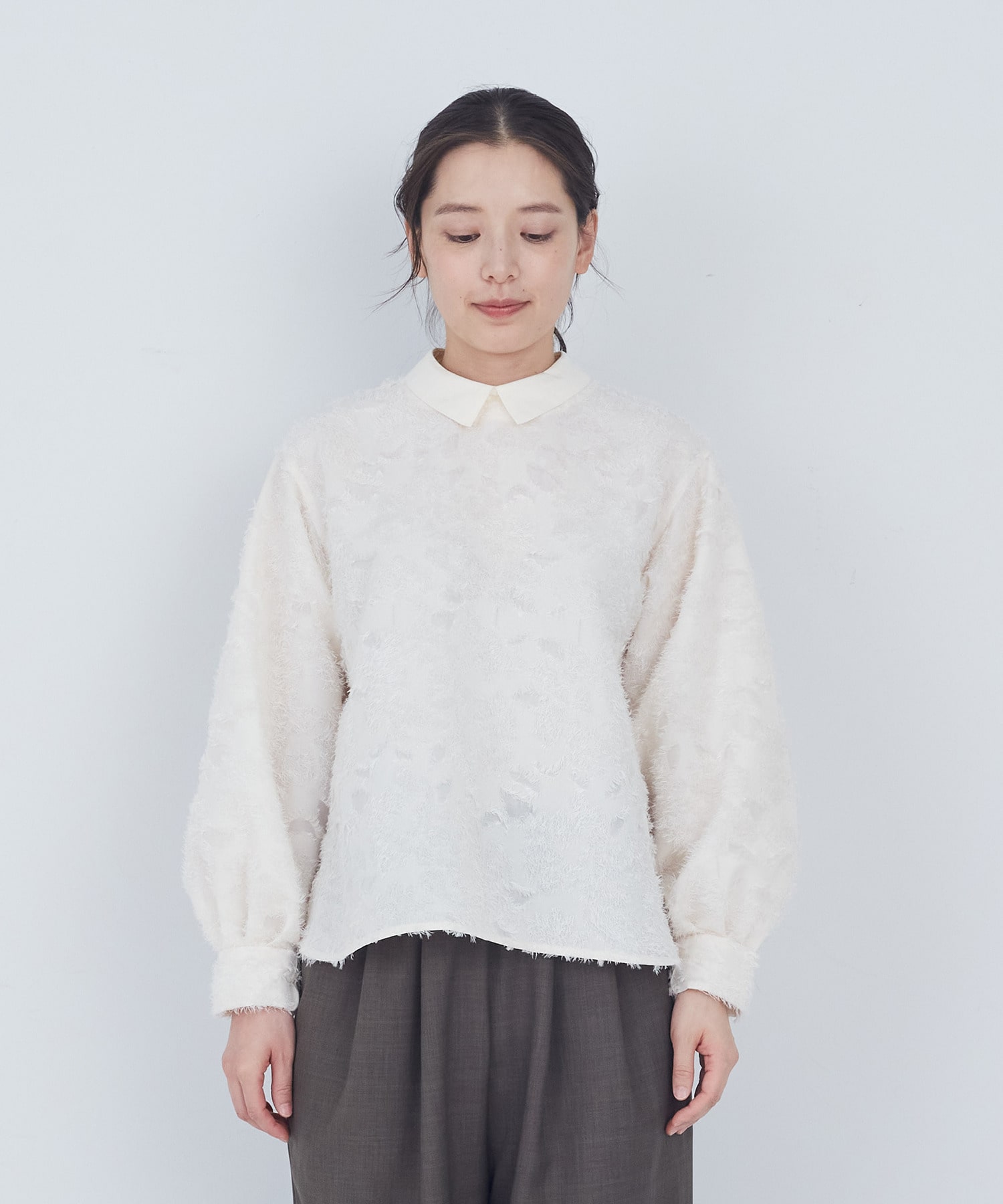 【ADIEU TRISTESSE】フラワージャカード襟付きブラウス 詳細画像 ブラック 16