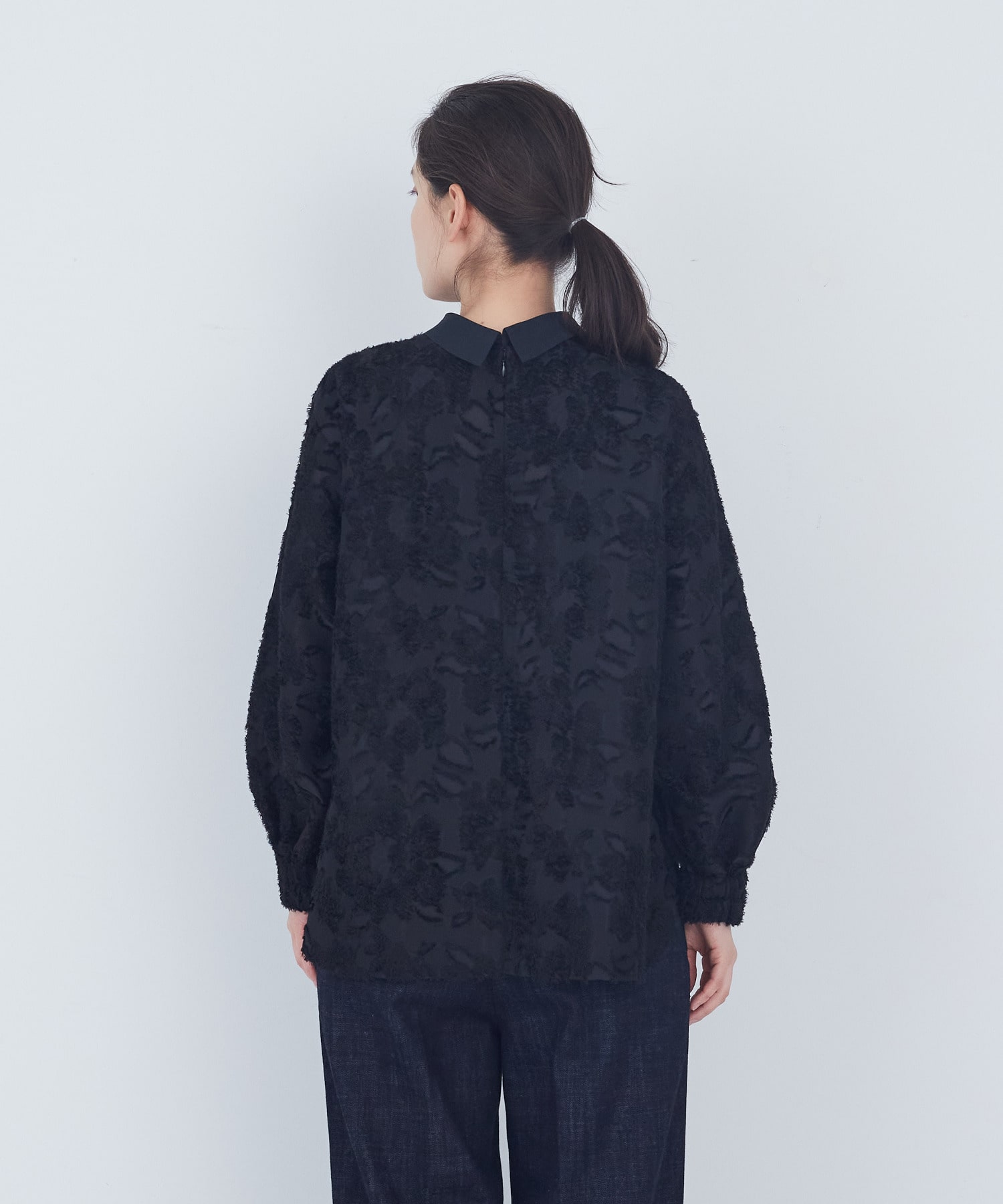 【ADIEU TRISTESSE】フラワージャカード襟付きブラウス 詳細画像 ブラック 6