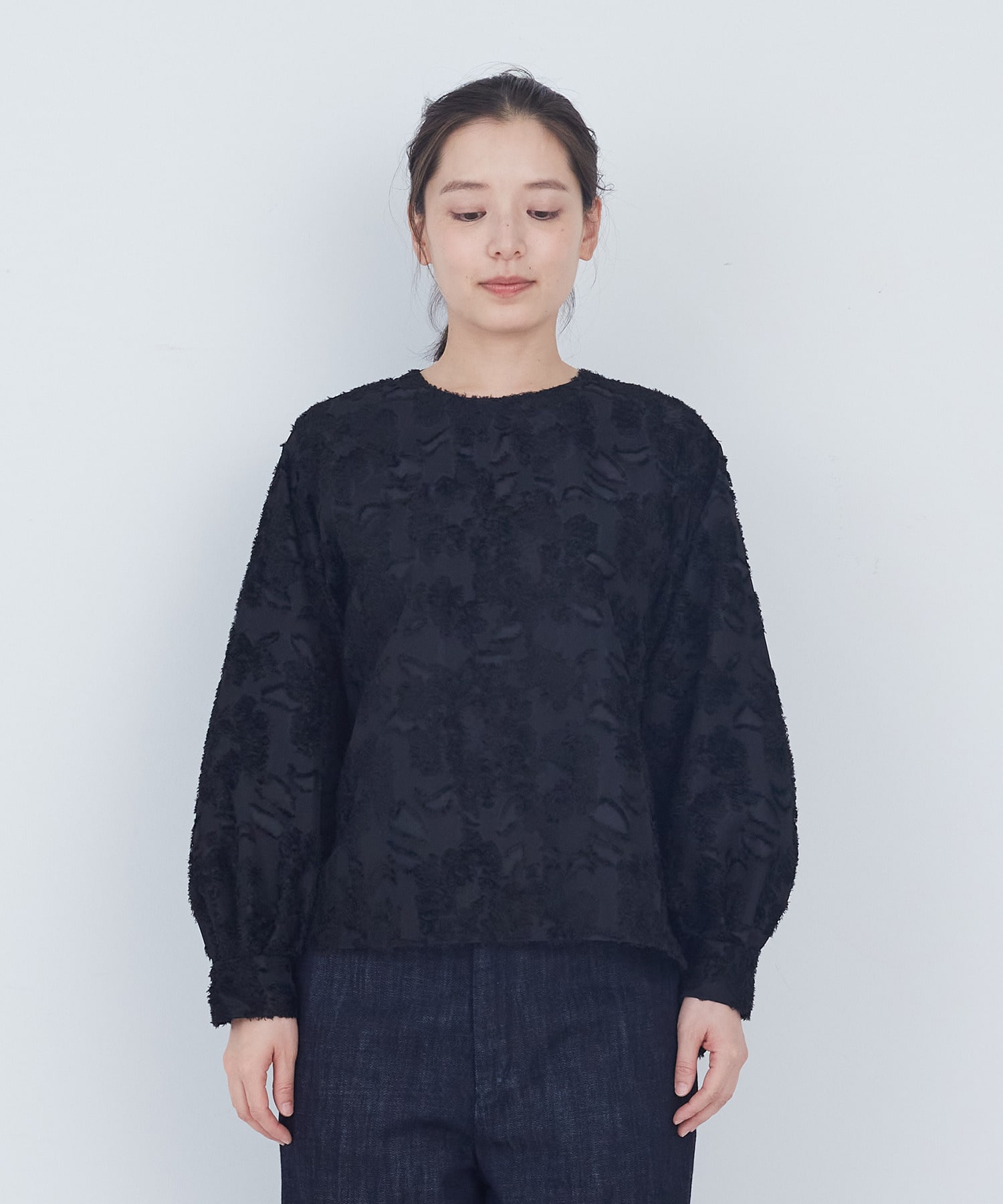 【ADIEU TRISTESSE】フラワージャカード襟付きブラウス 詳細画像 ブラック 9