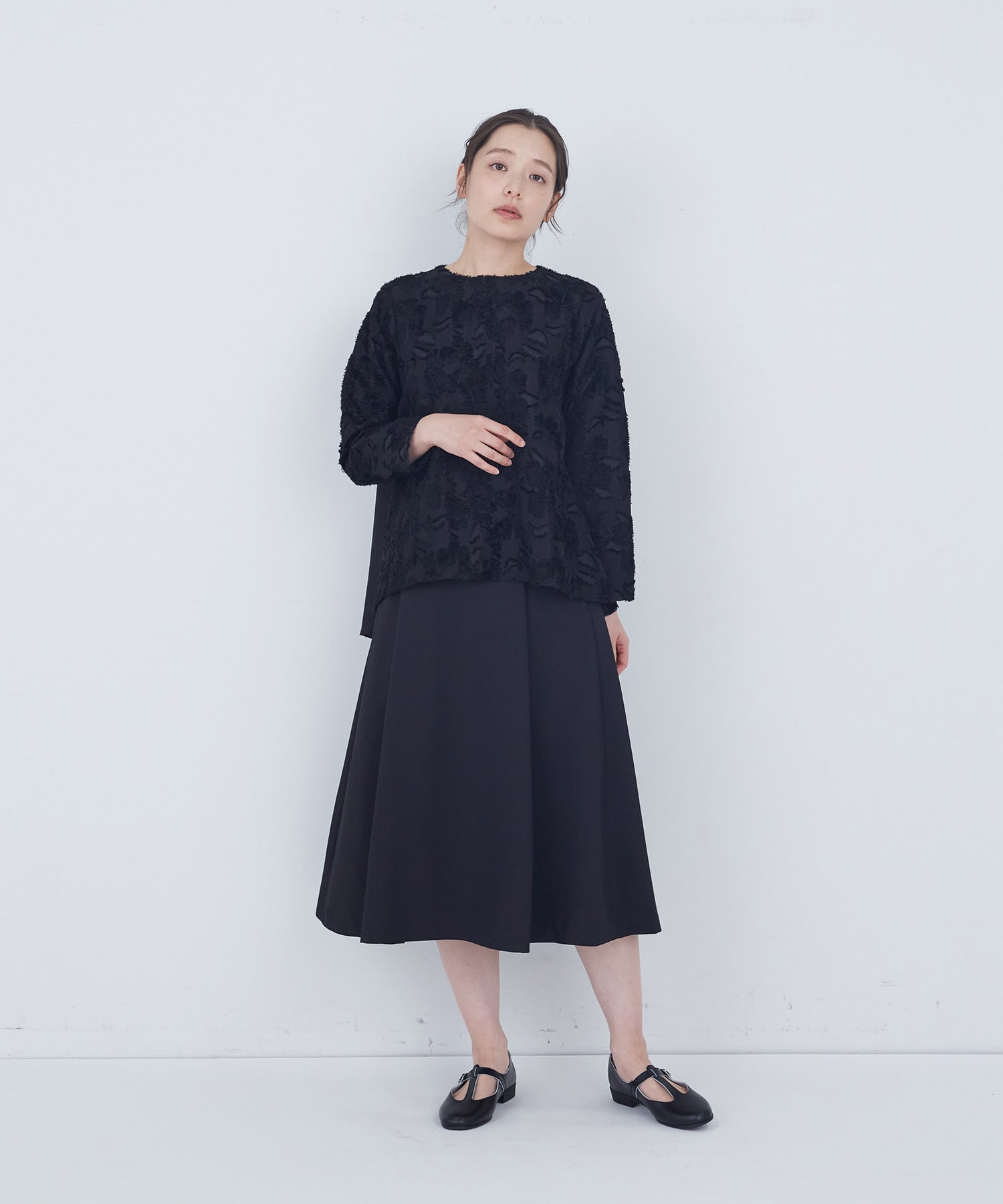 【ADIEU TRISTESSE】フラワージャカードブラウス 詳細画像 ブラック 1
