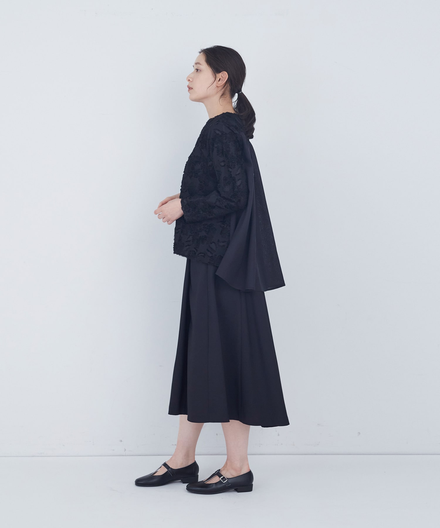 【ADIEU TRISTESSE】フラワージャカードブラウス 詳細画像 ブラック 2