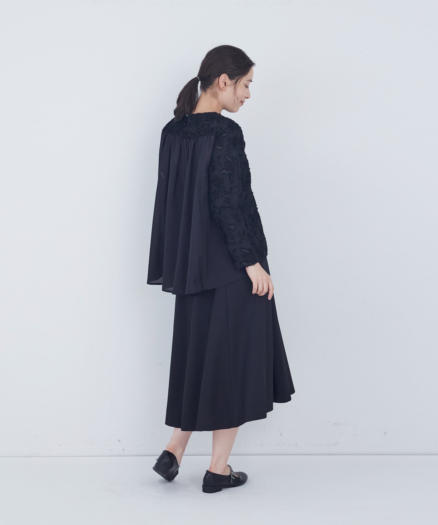 【ADIEU TRISTESSE】フラワージャカードブラウス 詳細画像 ブラック 3