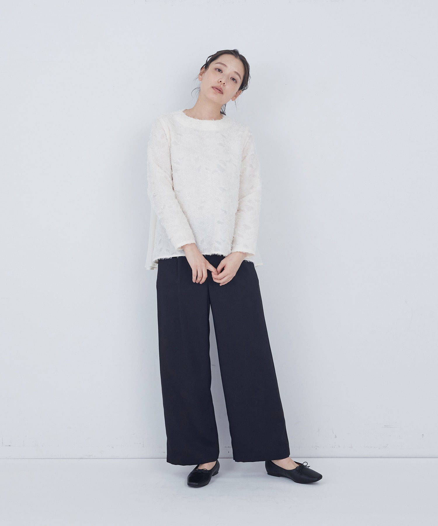 【ADIEU TRISTESSE】フラワージャカードブラウス 詳細画像 ブラック 7