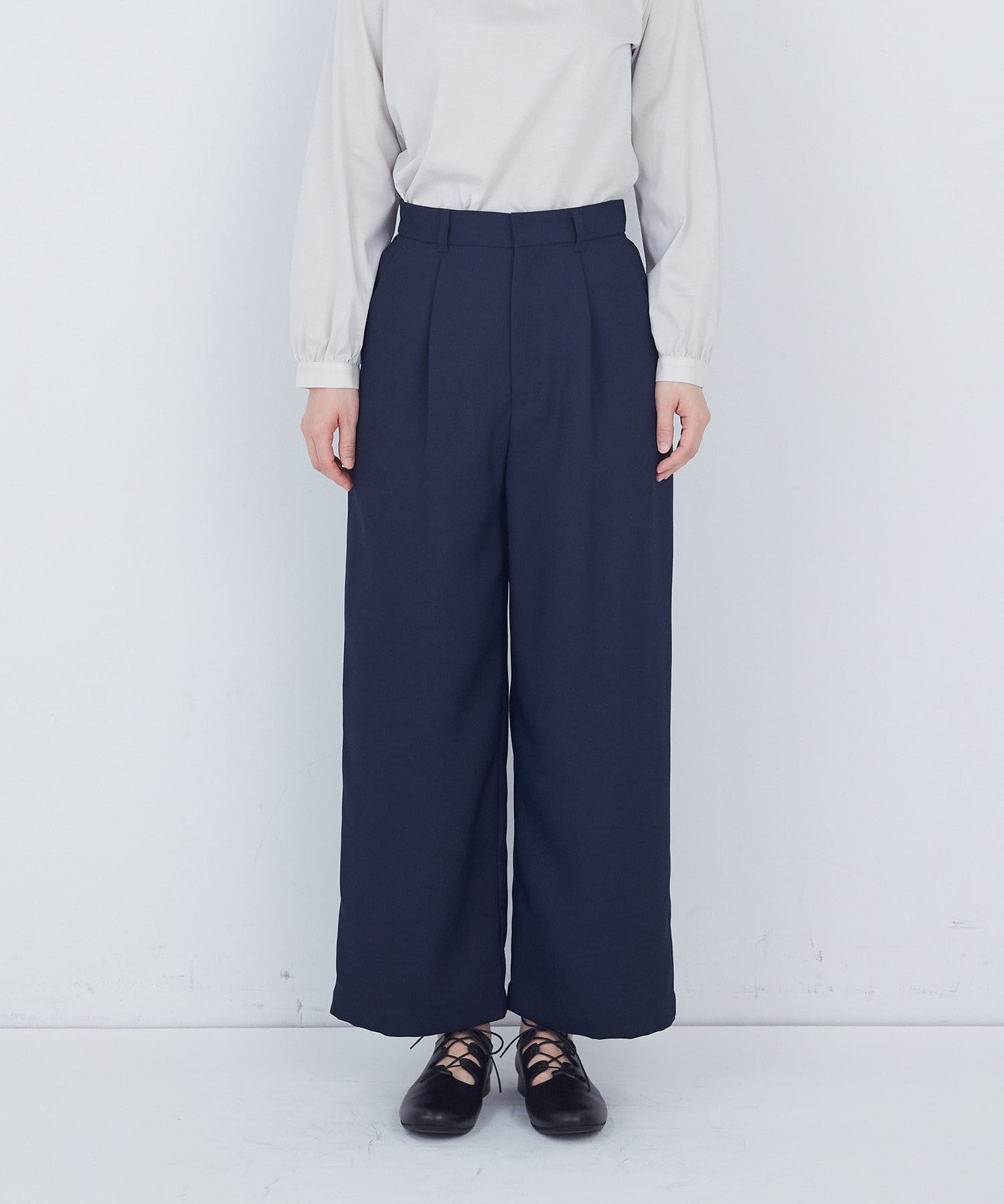 【ADIEU TRISTESSE】タックストレートパンツ 詳細画像 ネイビー 14