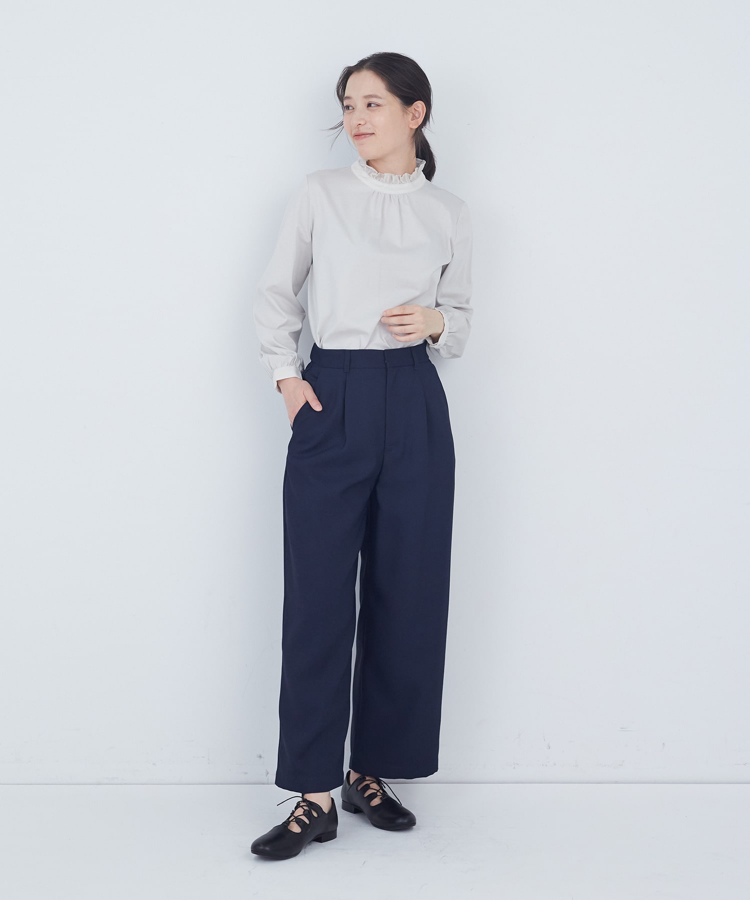 【ADIEU TRISTESSE】タックストレートパンツ 詳細画像 ネイビー 9