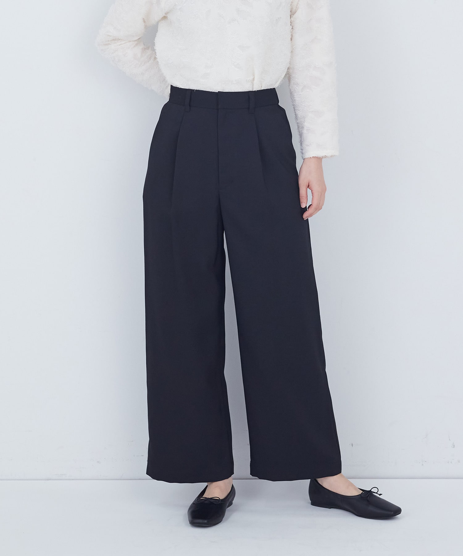 【ADIEU TRISTESSE】タックストレートパンツ 詳細画像 ブラック 1