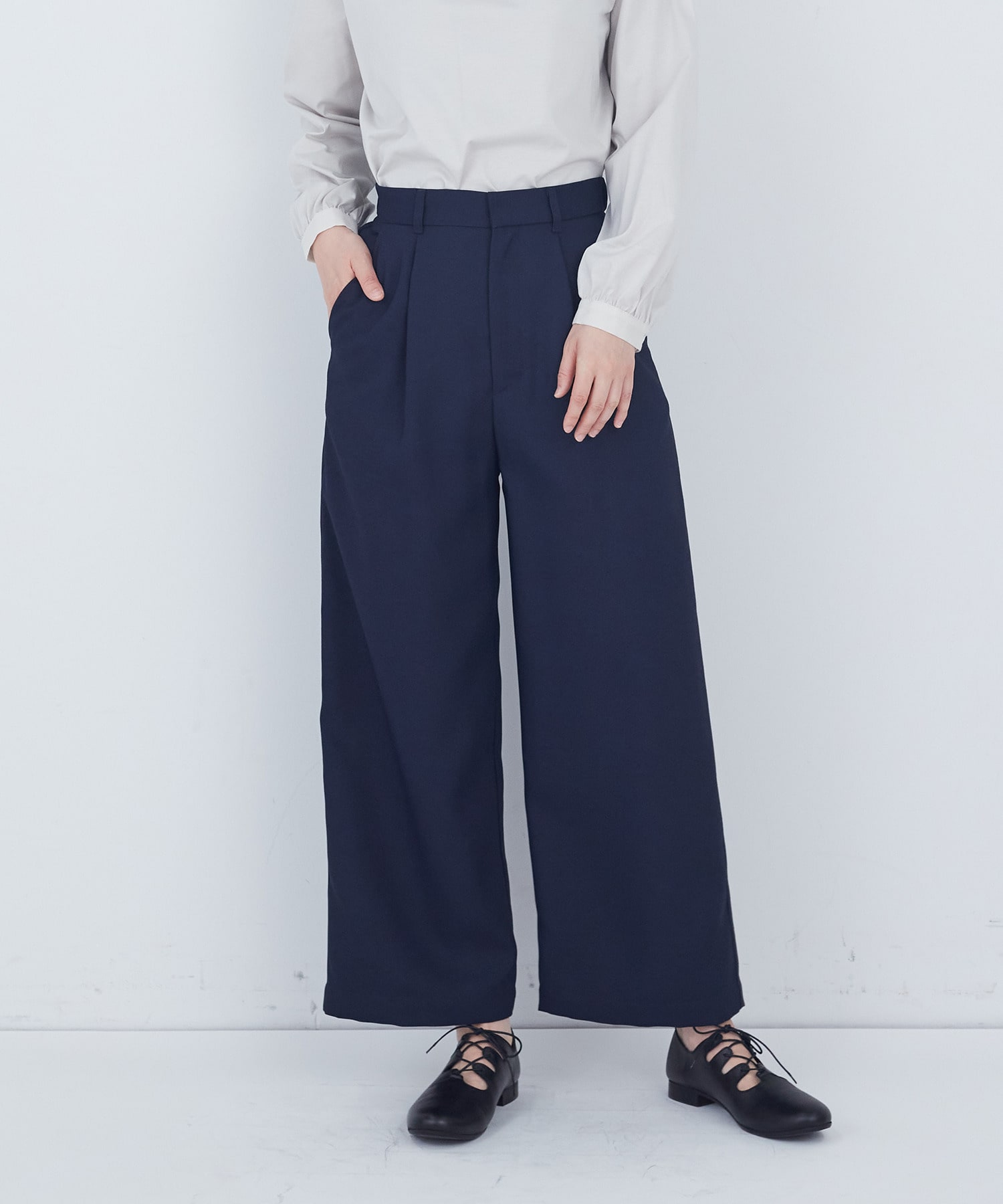 【ADIEU TRISTESSE】タックストレートパンツ 詳細画像 ネイビー 1