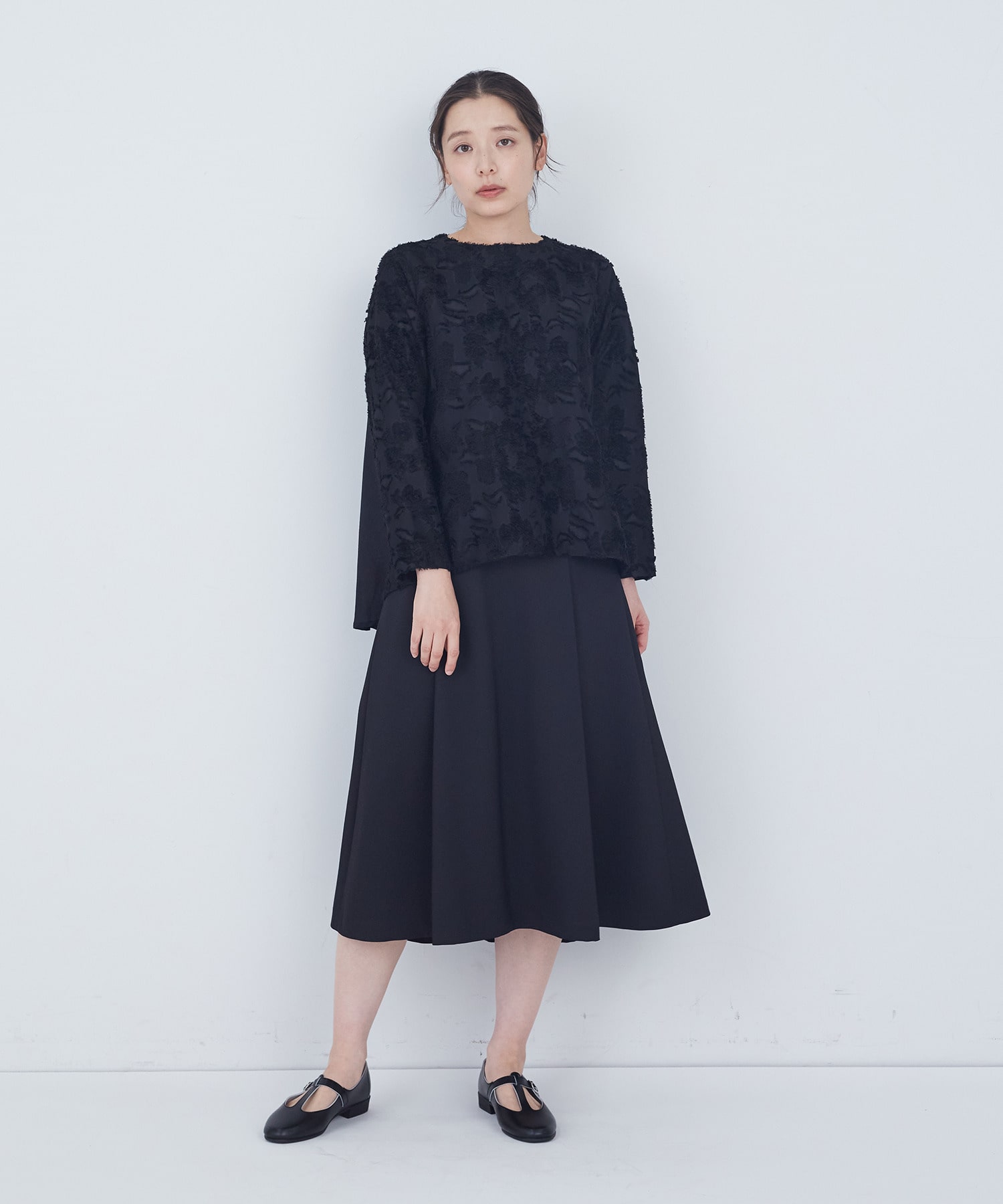 【ADIEU TRISTESSE】タックフレアースカート 詳細画像 ブラック 1