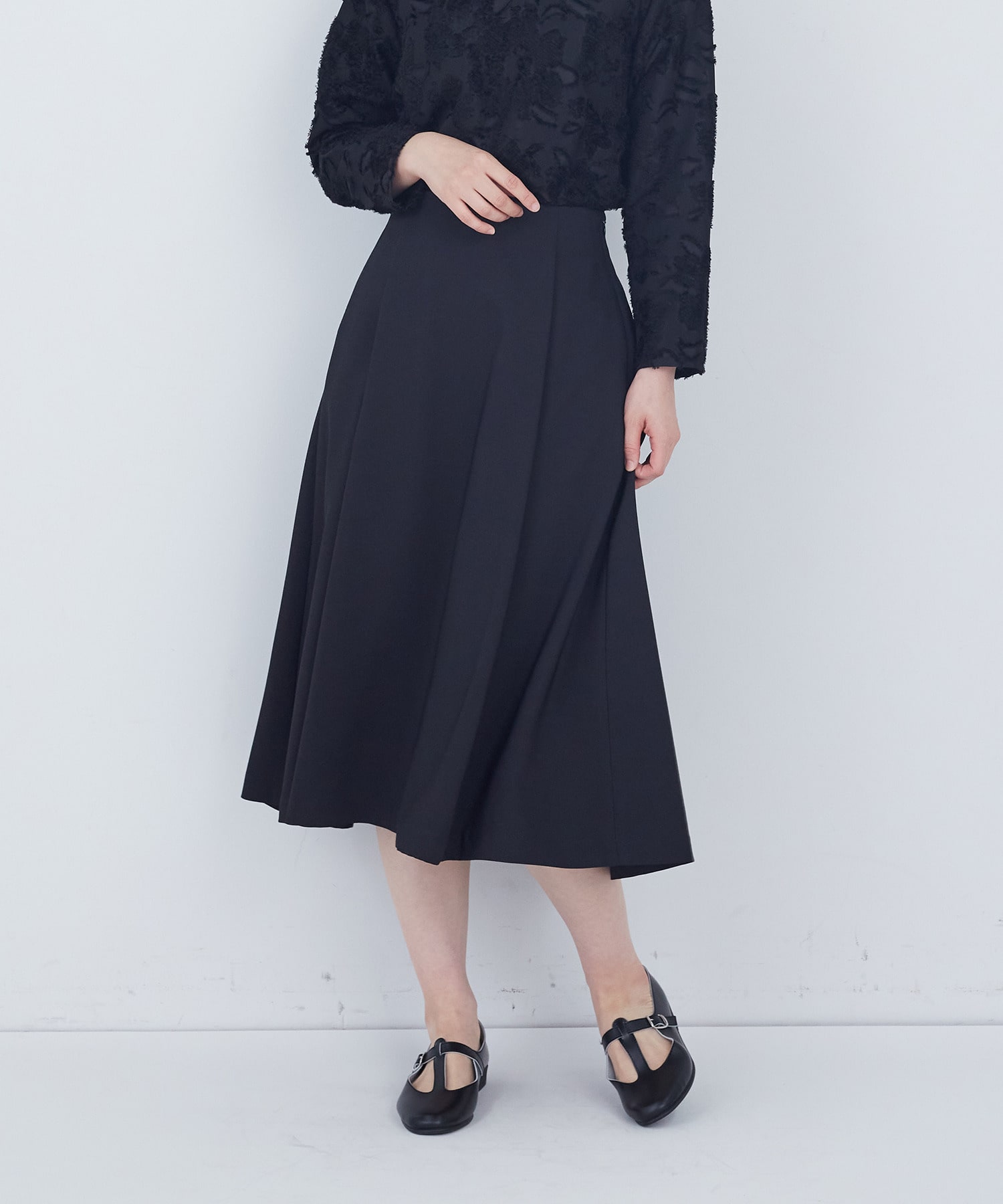 【ADIEU TRISTESSE】タックフレアースカート 詳細画像 ブラック 1