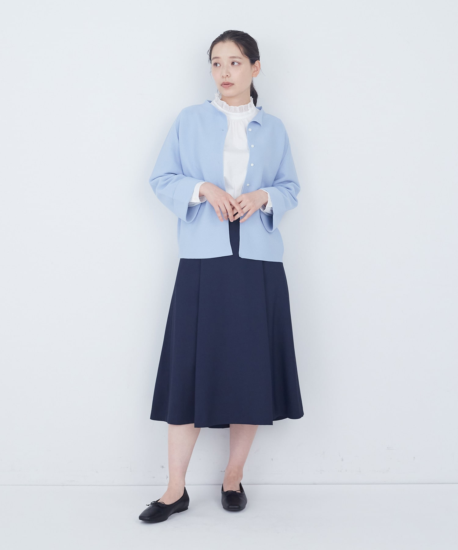 【ADIEU TRISTESSE】【2way】COTTON FORTホールガーメントニットカーディガン 詳細画像 ブラック 1