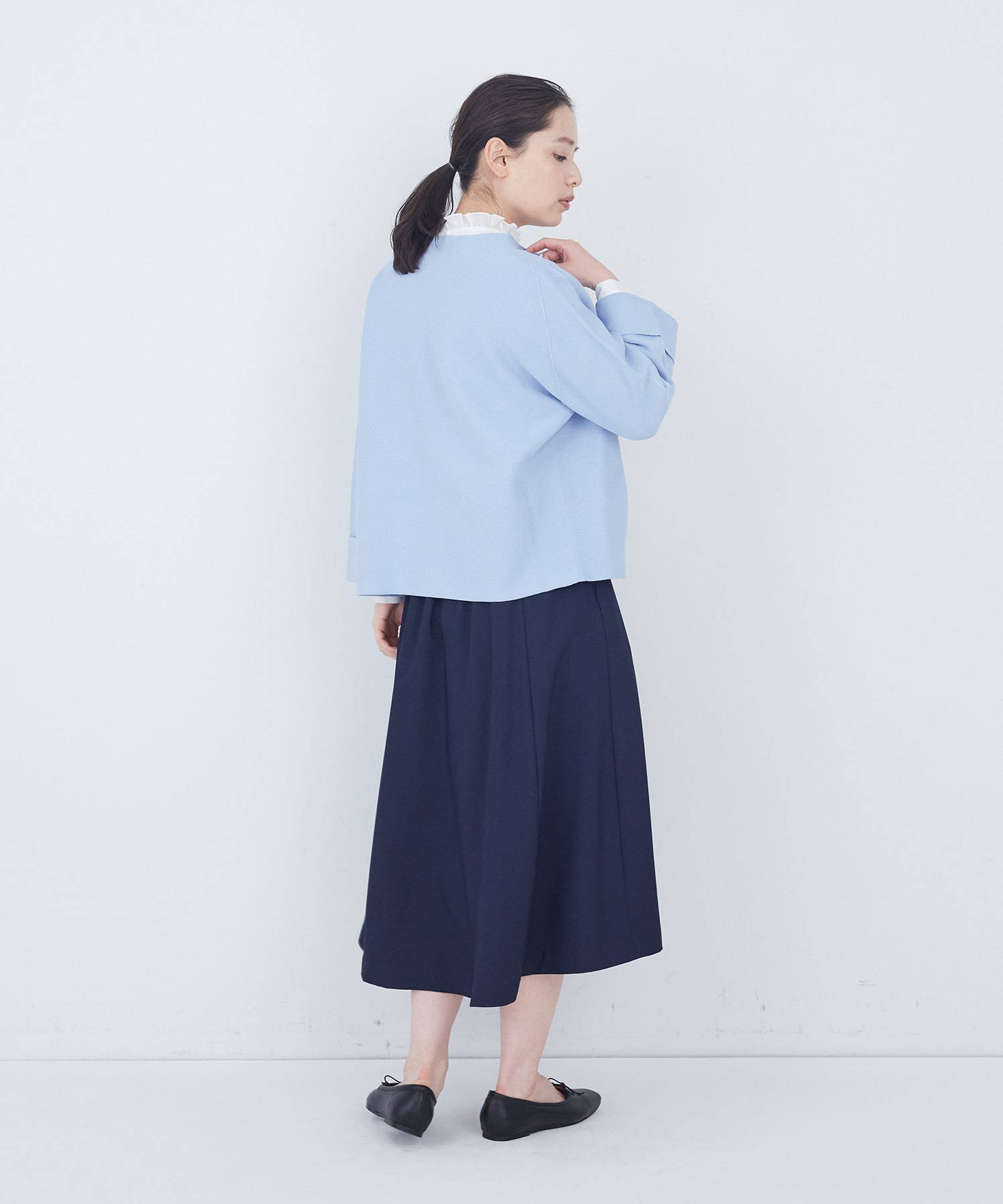 【ADIEU TRISTESSE】【2way】COTTON FORTホールガーメントニットカーディガン 詳細画像 ブラック 3