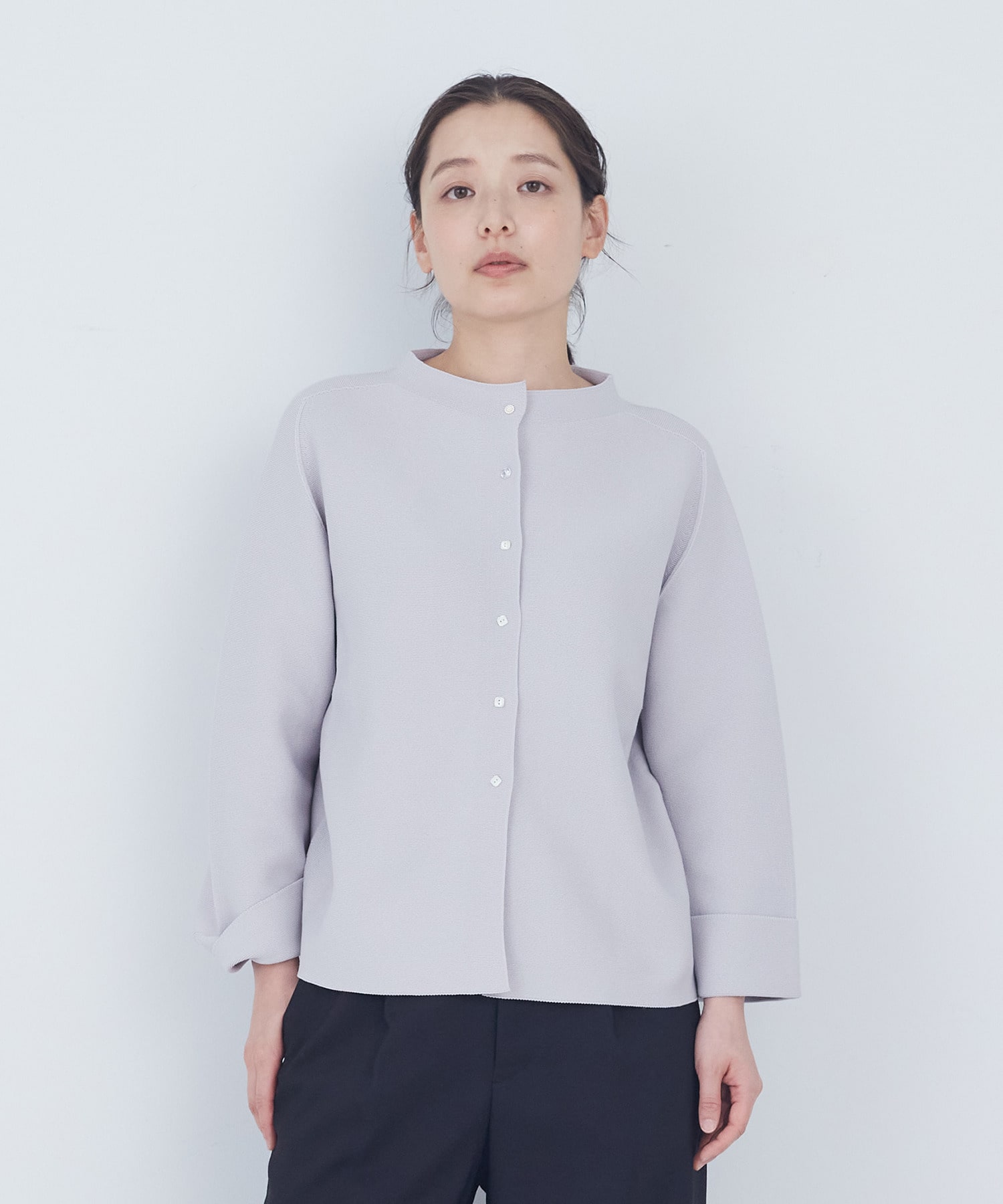 【ADIEU TRISTESSE】【2way】COTTON FORTホールガーメントニットカーディガン 詳細画像 ライトグレー 1