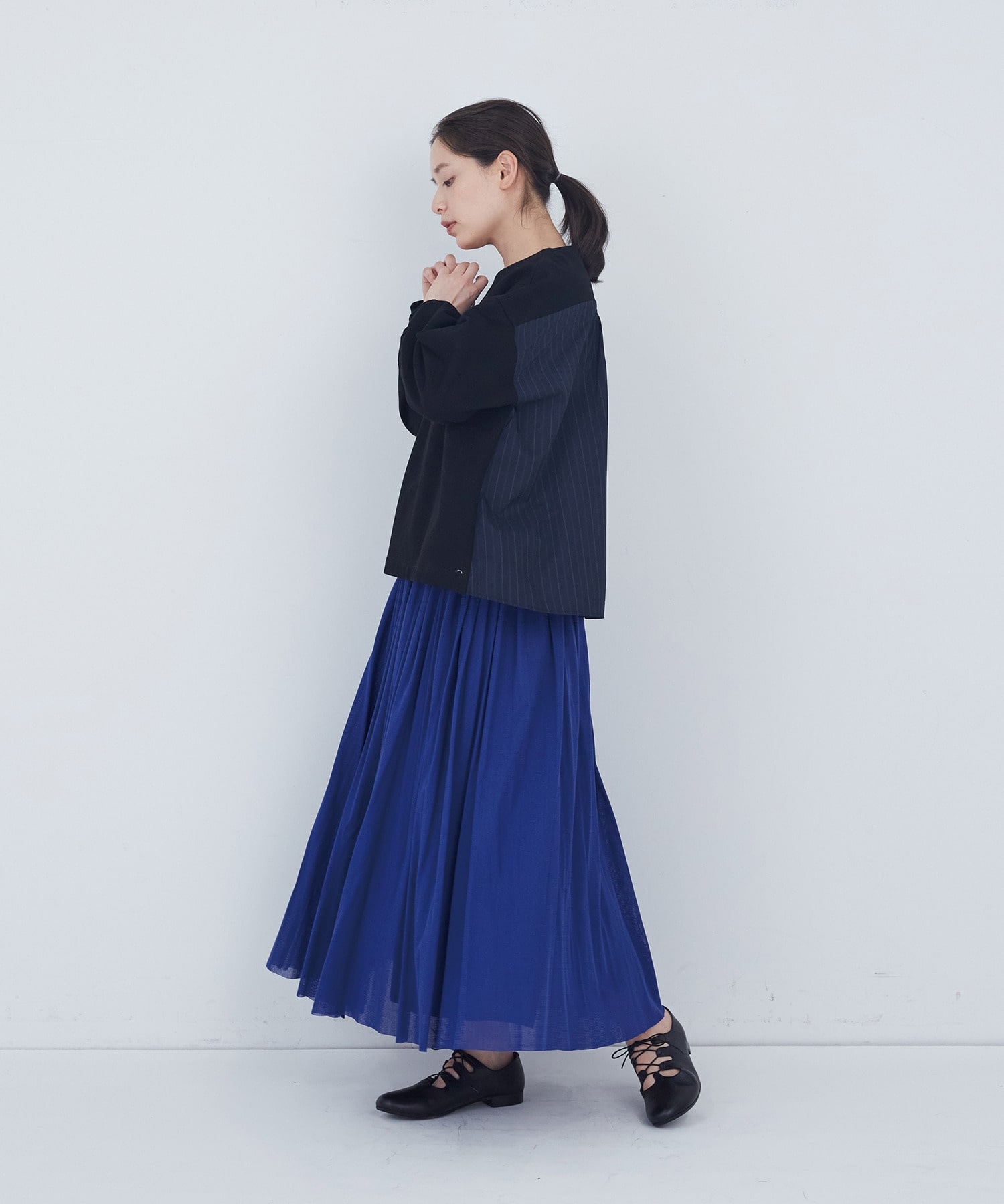 【ADIEU TRISTESSE】裏毛&times;布帛コンビプルオーバー 詳細画像 ブラック 10