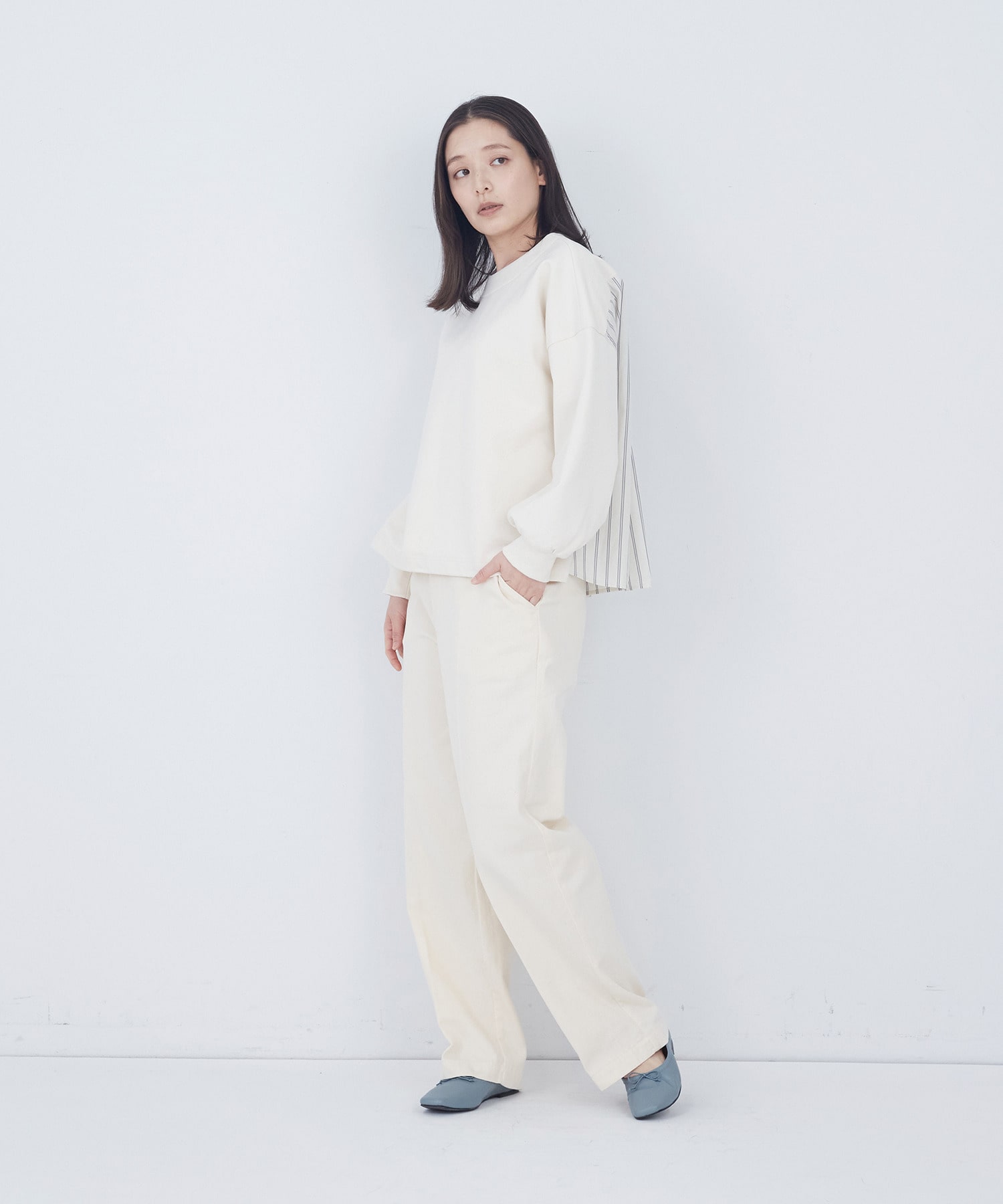 【ADIEU TRISTESSE】裏毛&times;布帛コンビプルオーバー 詳細画像 ブラック 2