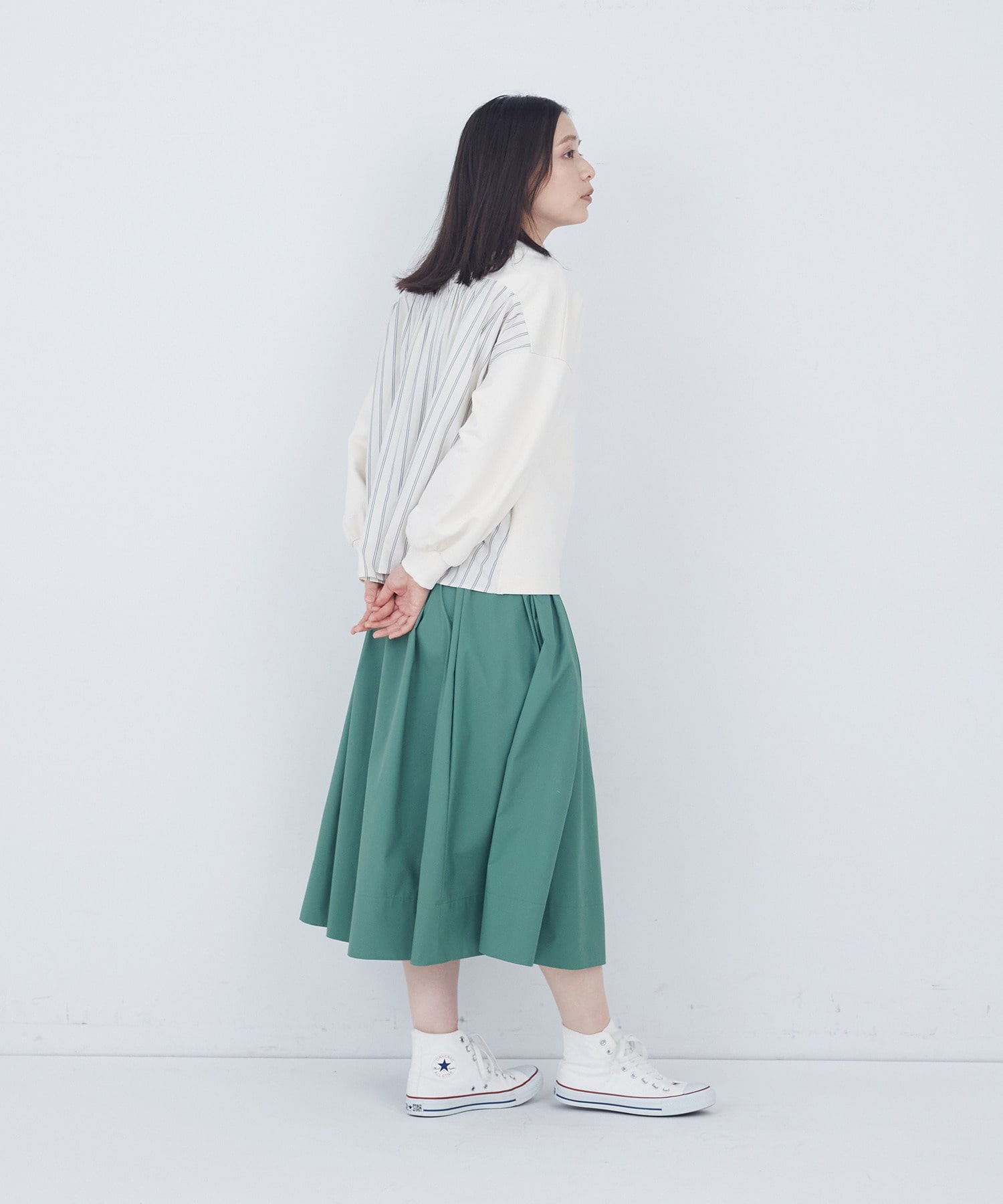 【ADIEU TRISTESSE】裏毛&times;布帛コンビプルオーバー 詳細画像 ブラック 5