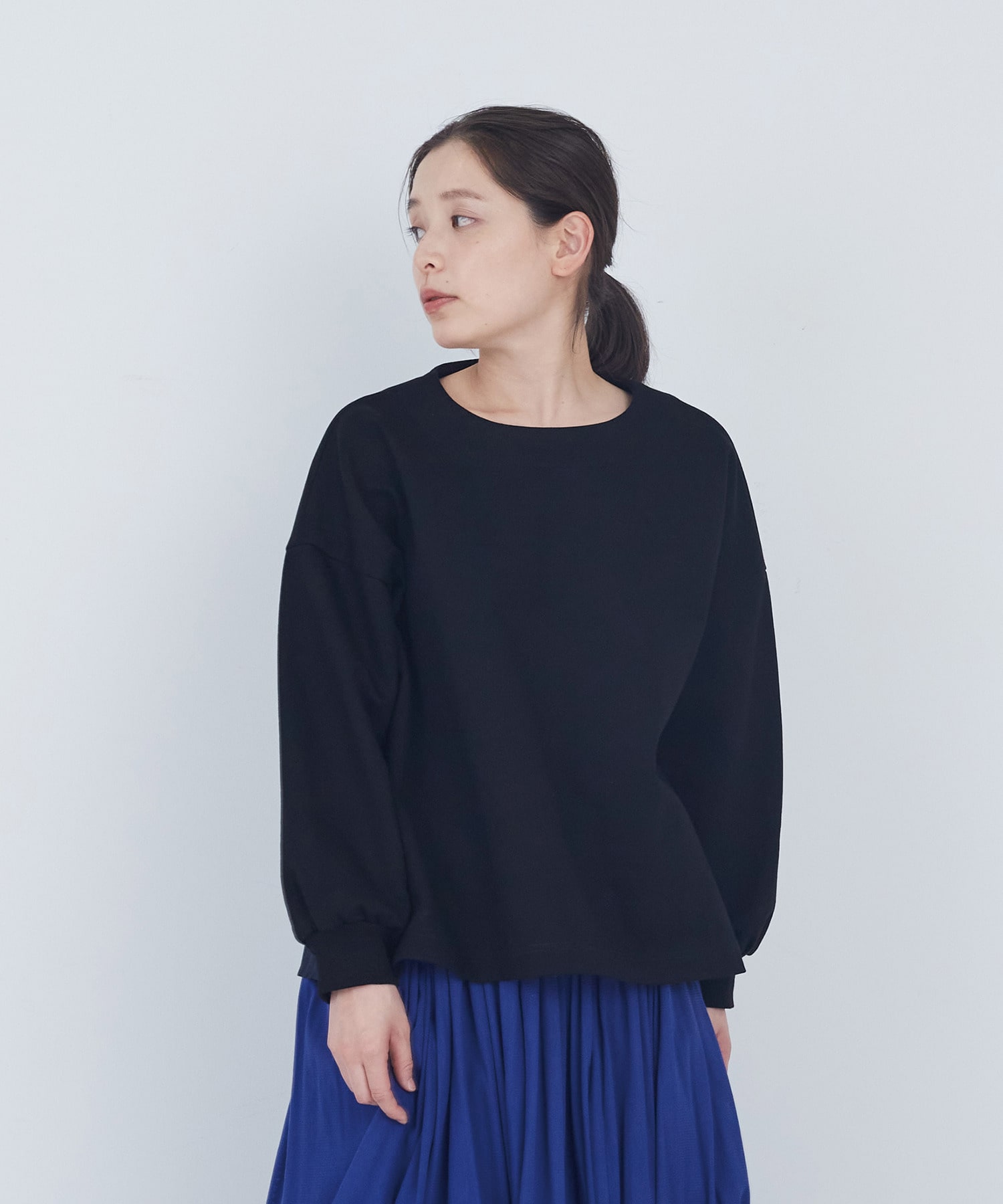 【ADIEU TRISTESSE】裏毛&times;布帛コンビプルオーバー 詳細画像 ブラック 1