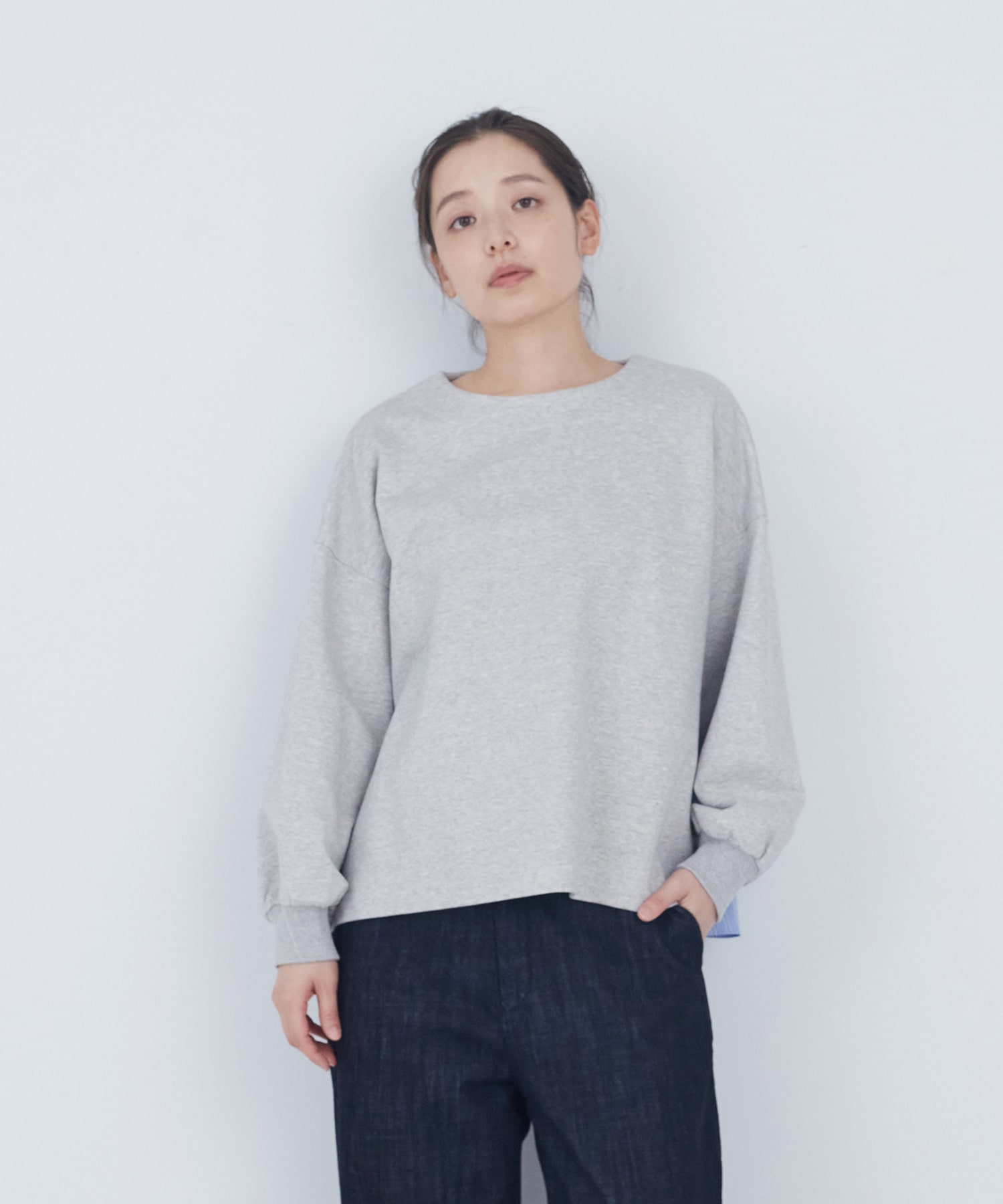 【ADIEU TRISTESSE】裏毛&times;布帛コンビプルオーバー 詳細画像 トップグレー 1