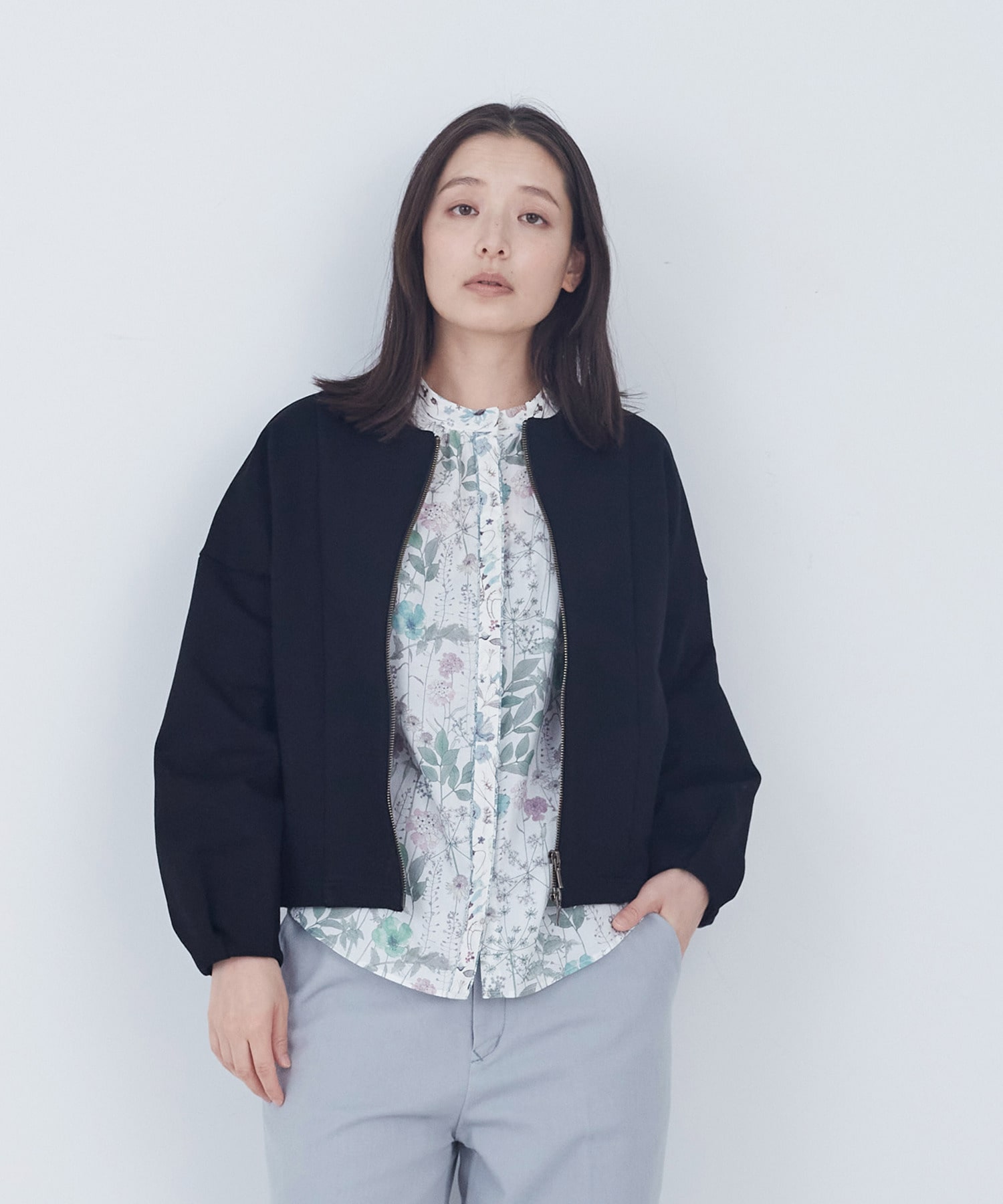 【ADIEU TRISTESSE】裏毛ダブルジップブルゾン 詳細画像 ブラック 1