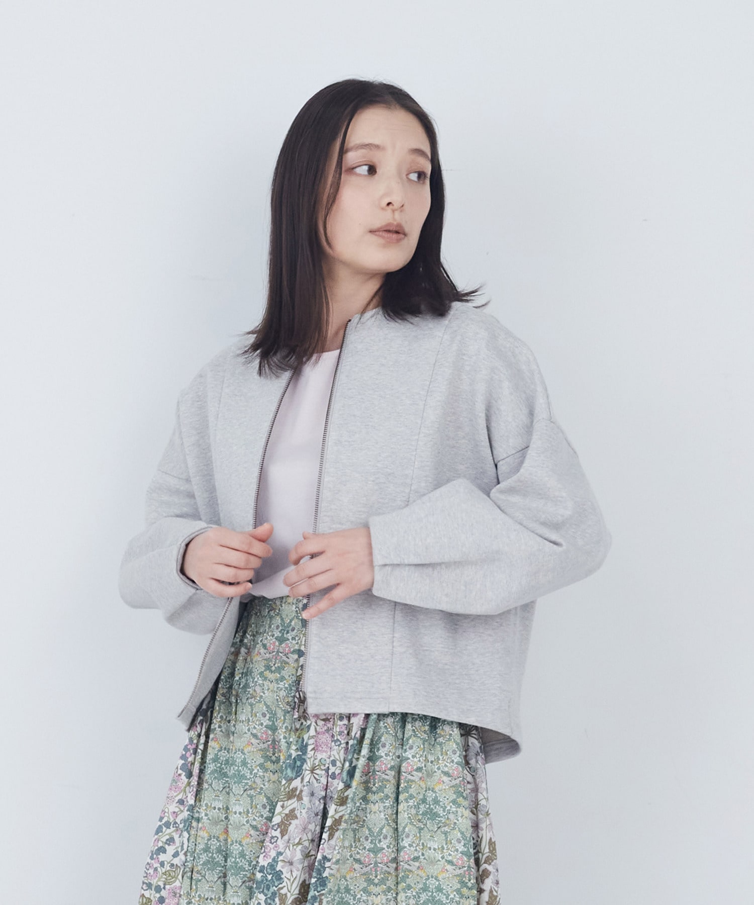 【ADIEU TRISTESSE】裏毛ダブルジップブルゾン 詳細画像 トップグレー 1