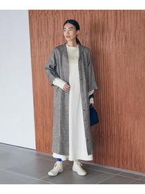 【LOISIR】【MTサイズ有り】コットンツイルエプロンワンピース 詳細画像 カーキ 1